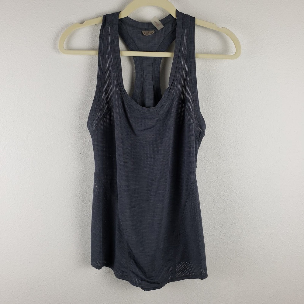 Zella Women's Size S Racerback Athletic Tank‎ Charcoal Gray Marl With Mesh